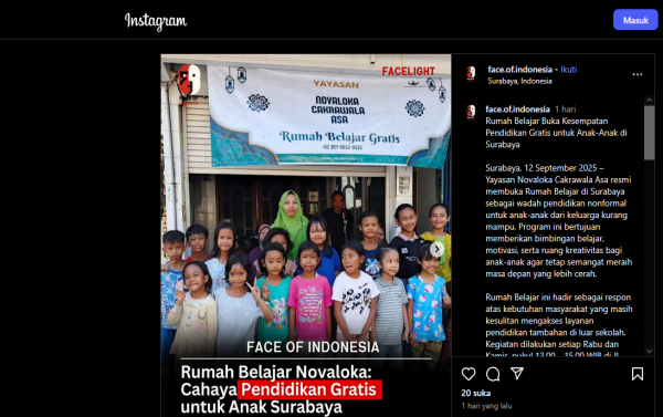 Yayasan Novaloka Cakrawala Asa Diliput Face Indonesia